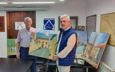 Jesús Rodríguez Menjón dona sus cuadros sobre Tauste a la Asociación Cultural «El Patiaz»